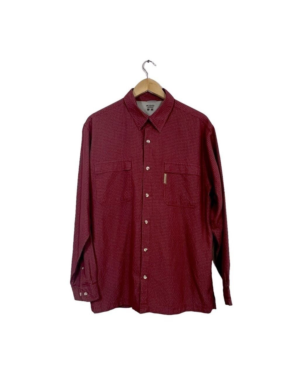 Columbia Mens Sportswear Red Plaid Button Down Long Sleeve Shirts Size L